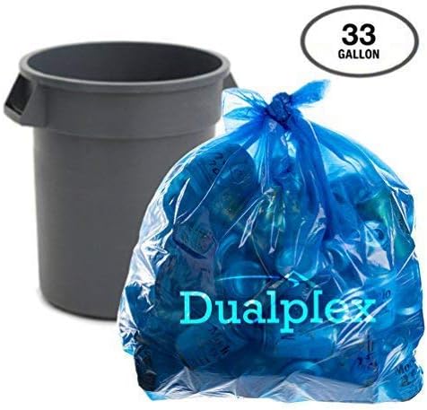 שקיות אשפה כחולות דואלפלקס 33 ליטר | תיק זבל מיחזור 33 גל | 100/מקרה 33 x 39 1.2 מיל | חובה כבדה יכולה לספינות